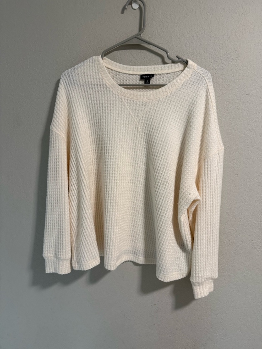 Torrid Cream Waffle Knit Pullover Sweater Size 0 (L)